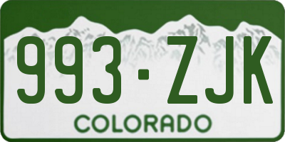CO license plate 993ZJK