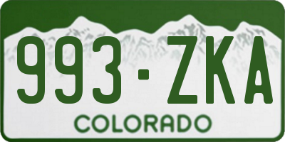 CO license plate 993ZKA