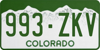 CO license plate 993ZKV