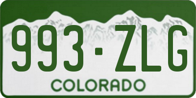 CO license plate 993ZLG