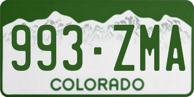CO license plate 993ZMA