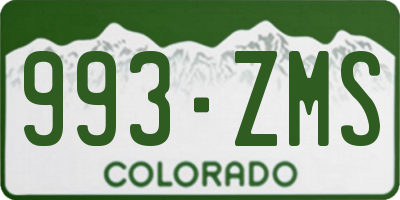 CO license plate 993ZMS