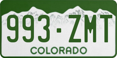 CO license plate 993ZMT