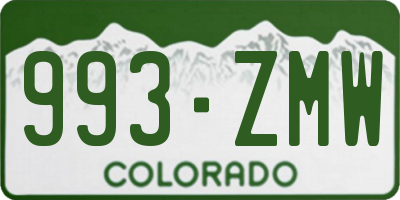 CO license plate 993ZMW