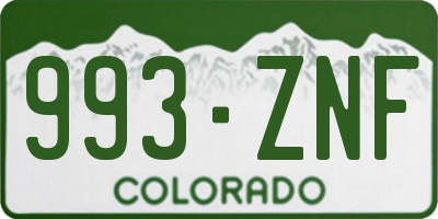 CO license plate 993ZNF