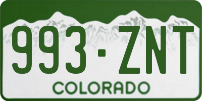 CO license plate 993ZNT