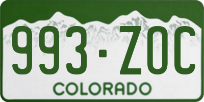 CO license plate 993ZOC