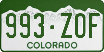 CO license plate 993ZOF