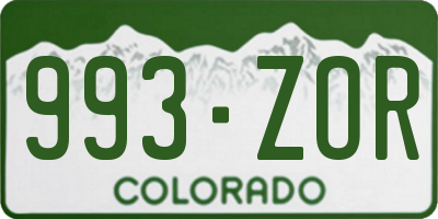 CO license plate 993ZOR