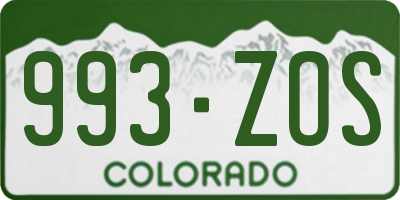 CO license plate 993ZOS