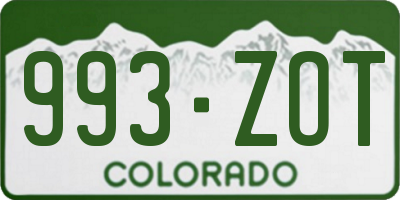 CO license plate 993ZOT