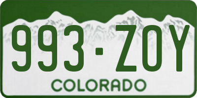 CO license plate 993ZOY