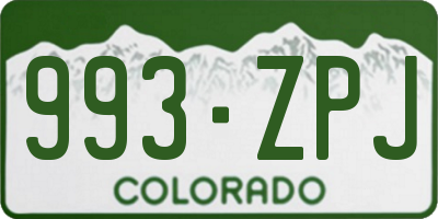 CO license plate 993ZPJ