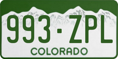 CO license plate 993ZPL