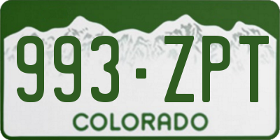 CO license plate 993ZPT