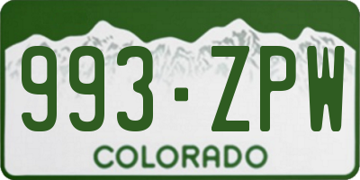 CO license plate 993ZPW