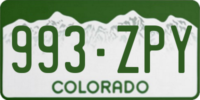 CO license plate 993ZPY