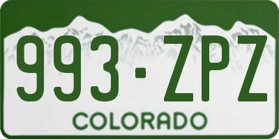 CO license plate 993ZPZ