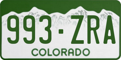CO license plate 993ZRA