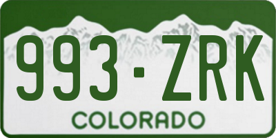 CO license plate 993ZRK
