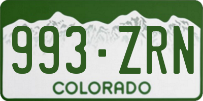 CO license plate 993ZRN
