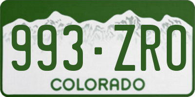 CO license plate 993ZRO