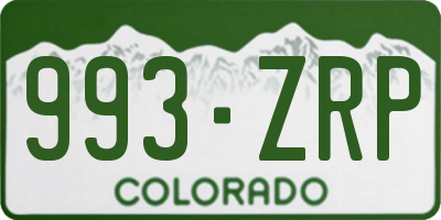 CO license plate 993ZRP