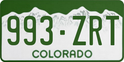 CO license plate 993ZRT