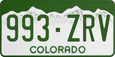 CO license plate 993ZRV