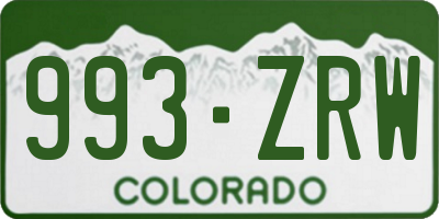 CO license plate 993ZRW
