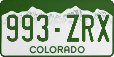 CO license plate 993ZRX
