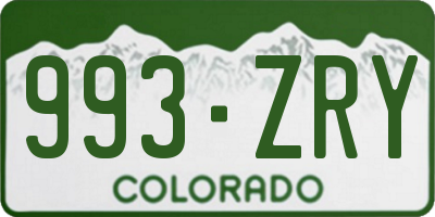 CO license plate 993ZRY
