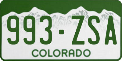CO license plate 993ZSA