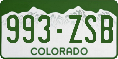 CO license plate 993ZSB