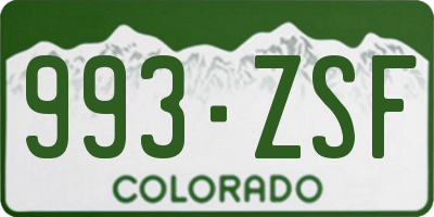 CO license plate 993ZSF