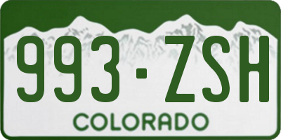 CO license plate 993ZSH