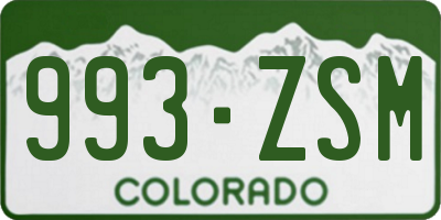 CO license plate 993ZSM