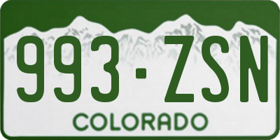 CO license plate 993ZSN