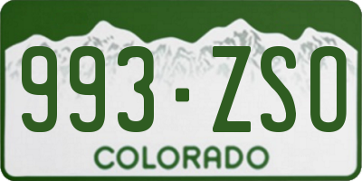 CO license plate 993ZSO