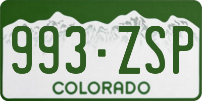 CO license plate 993ZSP