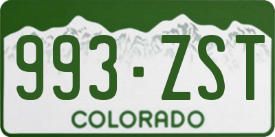 CO license plate 993ZST