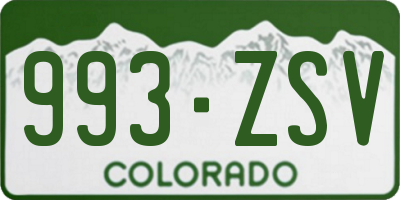 CO license plate 993ZSV