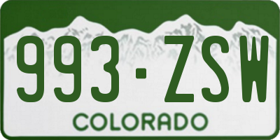 CO license plate 993ZSW