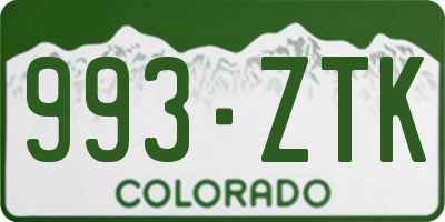CO license plate 993ZTK