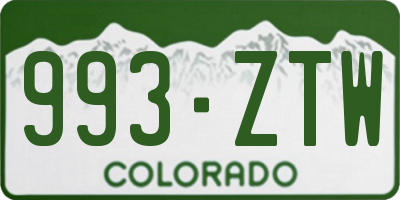 CO license plate 993ZTW