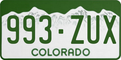 CO license plate 993ZUX