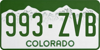 CO license plate 993ZVB