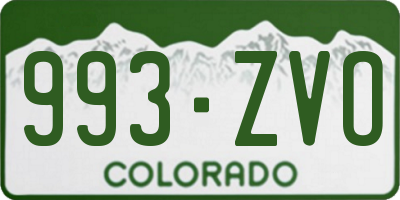 CO license plate 993ZVO