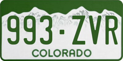 CO license plate 993ZVR