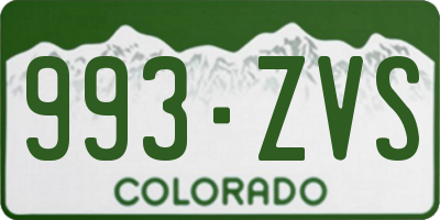 CO license plate 993ZVS
